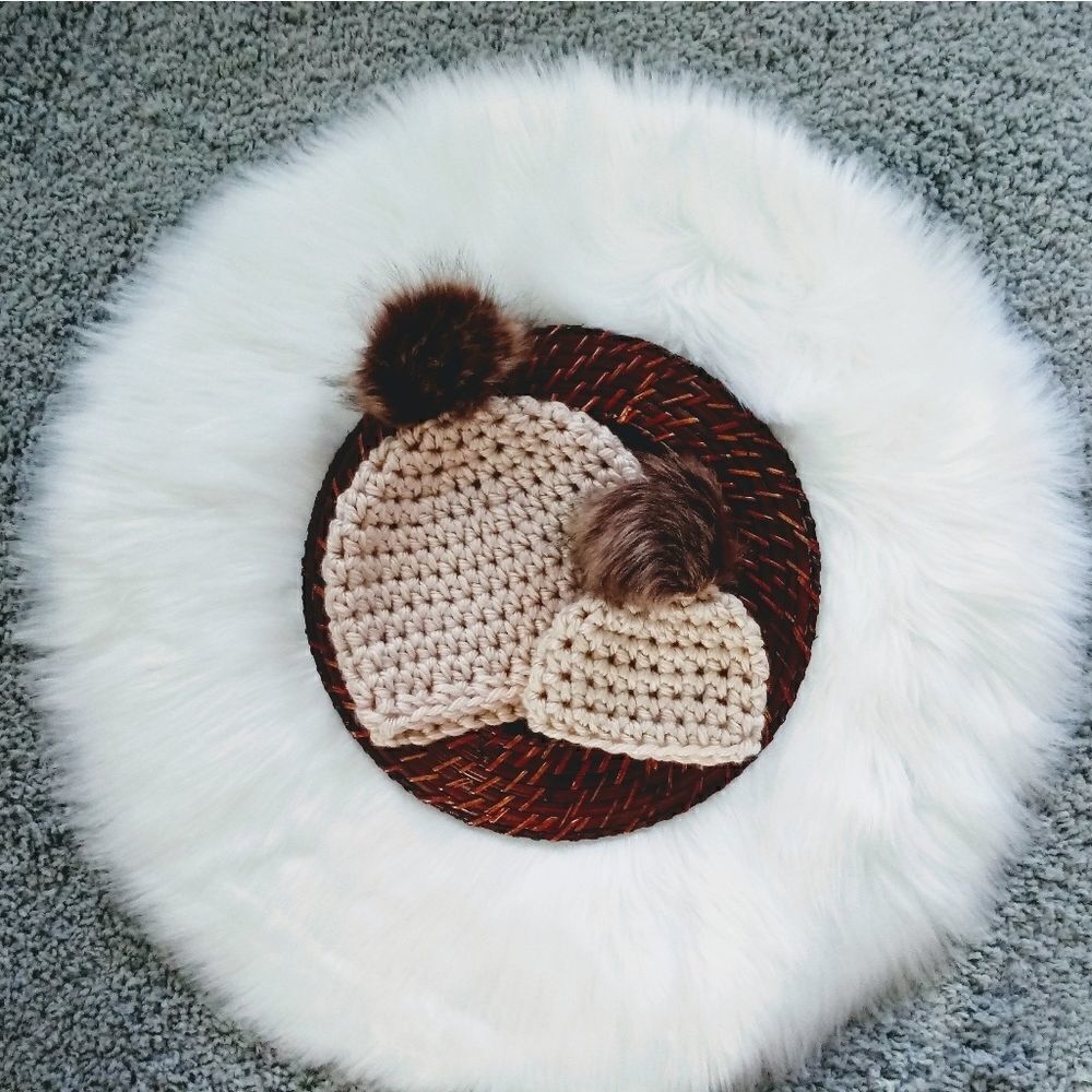 Matching Chunky Knit Crochet Hat Set